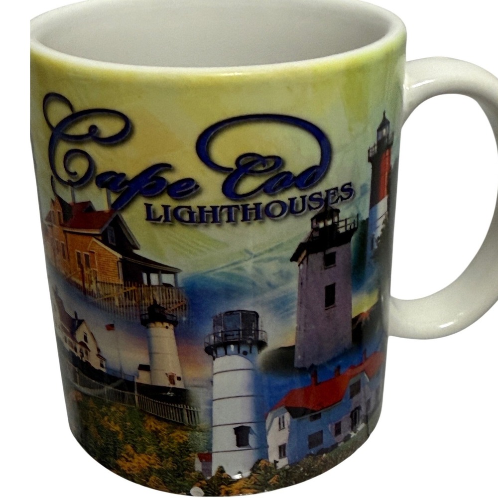 Cape Cod Lighthouses Souvenir Coffee Mug Multicolor Ceramic Nautical Travel 11oz